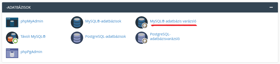 cPanel MySQL adatbázis létrehozása